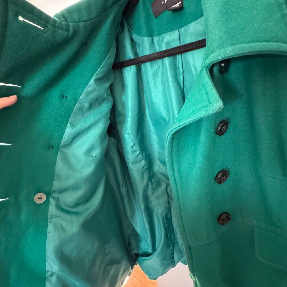 Emerald Green Apostrophe Wool Peacoat, Academic Preppy Plus Size Coat 16-18W - Picture 6 of 12